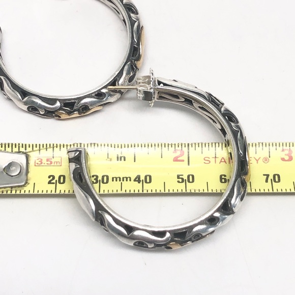 John Hardy Dayak Large Hoop Earrings .925/22K - Picture 8 of 11